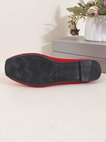 Women's Knitted Flat Loafers, Comfortable Square Toe Dolly Shoes, Breathable Mother Shoes For Spring/Autumn