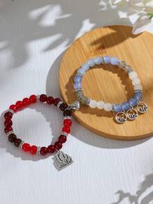 Conjunto de 2 pulseras para parejas de cosplay de anime para mujer y hombre, mejor amigo - Multicolor - Ver 9