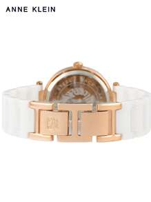 Anne Klein Women's Diamond Dial Bracelet Watch White Elegant Casual Quartz Watch Gift For Ladies,AK/1018RGWT