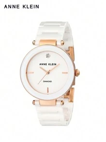 Anne Klein Women's Diamond Dial Bracelet Watch White Elegant Casual Quartz Watch Gift For Ladies,AK/1018RGWT