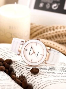 Anne Klein Women's Diamond Dial Bracelet Watch White Elegant Casual Quartz Watch Gift For Ladies,AK/1018RGWT