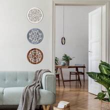 3入組木製鄉村風牆面裝飾，居家客廳臥室室內外辦公室牆壁掛飾 - 彩色 - 查看 5