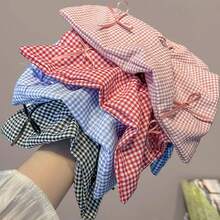 Ballet-Inspired Checkered Bow Hair Scrunchie With Extra Large Bow And Square Windmill Accessory, 1pc For Women - Multicolor - View 2