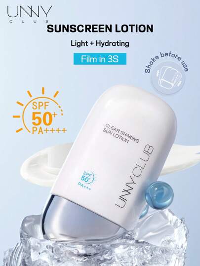 unny club 50ml  Clear Sunscreen Lotion, With SPF 50, Watery Texture, Non Sticky Non-Greasy, 12Hours' Long Lasting Sun Protection, Film In 3S, Resist UVA+UVB, Light Texture, Oil Control, For Sensitive Skin For After-Laser-Surgery, With Skincare Elements