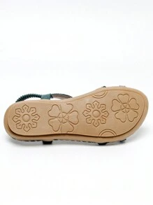 Bohemian Style Frühlingskollektion 2023, Sandalen mit flachen Blumen und Strasssteinen in großen Größen, Mode, Strand Schuhe mit offener Spitze