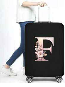 1 PC Letter Printed Suitcase Cover, Strong Elastic Suitcase Cover, Suitcase Protective Cover, Suitcase Dust Cover, Storage Suitcase Cover, Trolley Suitcase Cover Luggage Covers Suitcase Protective Cover For Holiday For Vacation  Travel Essentials Travel Accessories Bag For School School Accessories School Stuff