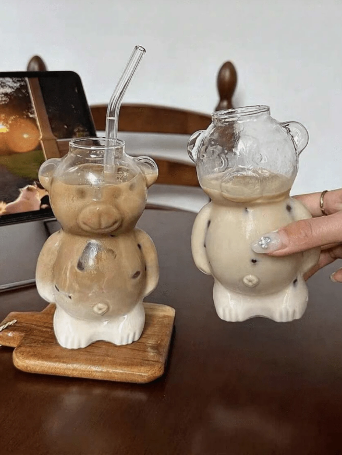 1pc Cartoon Glass Coffee Cup, Fun Birthday Gift For Girls, Creative & Cute - Multicolor - View 1