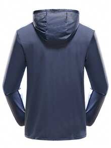 Men Cooling Sun Protection Hoodie, UPF50+ UV Blocking Sweat-Wicking Skin Coat For Outdoor Sports, Summer - Navy Blue - View 2