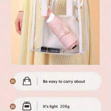 1 Pieza Mini Paraguas Portátil Con Protección Uv Para Días Soleados Y Lluviosos, Paraguas De Bolsillo Reforzado De 6 Costillas Con Revestimiento Uv - Rosa - Ver 2