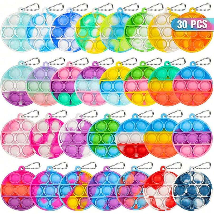緊張玩具派對禮物,15入組減壓玩具,糖果袋填充物,課堂獎勵,嬰兒玩具,小型鑰匙扣/復活節男女童禮品(隨機顏色),學校、學生、文具、學用品 - 彩色 - 查看 1