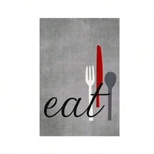 1入組北歐風格帆布畫餐具海報，現代極簡主義餐廳及廚房牆藝裝飾（無框）