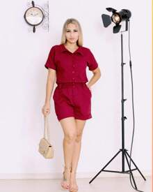 Women Two-Piece Outfits - Burgundy - View 5