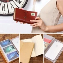 Binding Creative Notebook With Metal Bookmark Include Kraft Paper + Lined Paper + PVC Storage Bag For Hand Ledger Retro Portable Travel Diary Notebook Students School Stationery Supplies