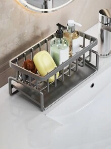 1入組廚房水槽收納盒，水槽海綿架，帶托盤底座和碗布架，廚房水槽整理盒，海綿掛勾洗滌器收納架 - 彩色 - 查看 6