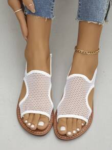 Sandales de sport décontractées plates anti-dérapantes en maille respirante nouvelle collection été 2024 - Blanc - Voir 3