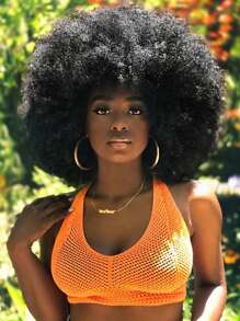 70s Afro Wig With Bangs Curly Wigs For Women Afro Kinky Curly Wig Premium Synthetic Big Afro Wig