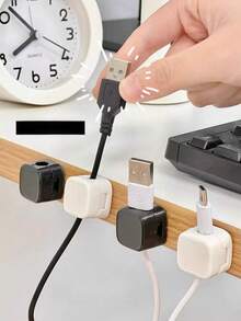 6pcs Cable Organizer Set In Black And White, Great For Desktop Or Car Cable Management - Color Mixing - View 6
