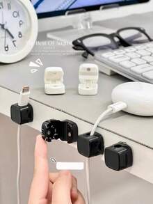 6pcs Cable Organizer Set In Black And White, Great For Desktop Or Car Cable Management - Color Mixing - View 5
