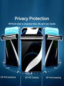 3片裝隱私防偷窺水凝膠螢幕保護膜，適用於 iPhone 16/16 Plus/16 Pro/16 Pro Max/15/15 Pro/15 Plus/15 Pro Max/14/13/12/11，生日禮物，送給家人朋友，手機螢幕保護膜，手機配件 - 無色 - 查看 2