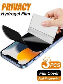3片裝隱私防偷窺水凝膠螢幕保護膜，適用於 iPhone 16/16 Plus/16 Pro/16 Pro Max/15/15 Pro/15 Plus/15 Pro Max/14/13/12/11，生日禮物，送給家人朋友，手機螢幕保護膜，手機配件 - 無色 - 查看 1