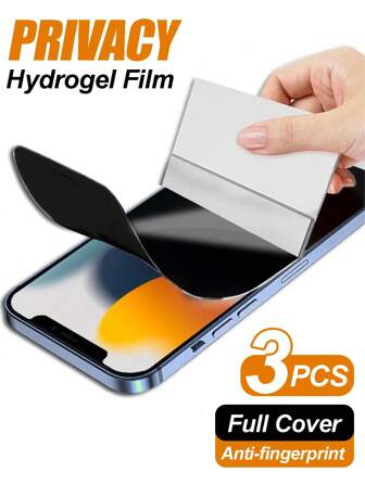 3 Pcs Privacy Anti-Spy Hydrogel Film Screen Protector Compatible With IPhone Compatible With IPhone 16/16 Plus/16 Pro/16 Pro Max/15/15Pro/15 Plus/15 Pro Max/14/13/12/11 Gift For Birthday, Family, Friends Phone Screen Protector, Phone Accessories