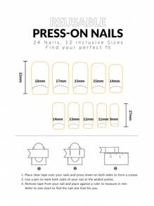 Actualice su estilo: 24 piezas de uñas postizas largas con diseño francés degradado, diseño 3D de escamas de sirena Y2K con pegamento de uñas gelatinoso, 1 lima de uñas y 1 juego de uñas postizas, suministros de uñas - Multicolor - Ver 5