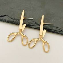 1 Paire De Boucles D'oreilles À La Mode En Forme De Ciseaux Vintage Pour Femmes, Cadeau Unique, Créatif Et Personnalisé Pour Les Festivals
