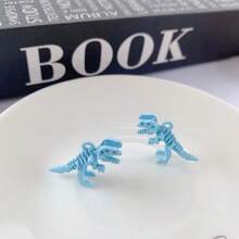 2/4/6pcs Vibrant Macaron Candy Random Color Dinosaur Skeleton Diy Pendant Charms,Fashionable Alloy DIY Jewelry Making Findings For Necklace & Earring Creations