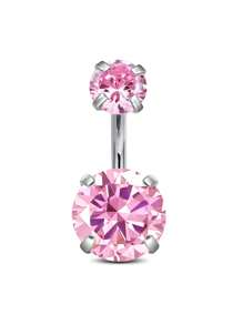 CIZME 1 件 14G 肚脐环不锈钢圆形方晶锆石肚脐杠铃耳钉身体穿孔，14G 肚脐环不锈钢圆形方晶锆石肚脐杠铃肚脐环女士 6/8/10/12 毫米 - Cubic Zirconia - 查看 13