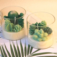 1pc Handcrafted Candle With Simulated Succulent, Infused With Aromatherapy For A Romantic Home Ambiance. This Lovely Wholesale Decoration Also Makes A Perfect Handcrafted Gift,Jar Candle,Candle,Candles,Gift,Gifts,Home Decor,Wedding, Wedding Decor,Birthday Decorations,Birthday Candle, Ornaments, Decorations, Graduation