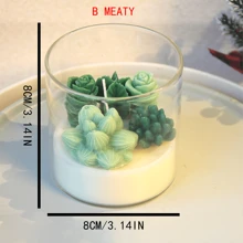 1pc Handcrafted Candle With Simulated Succulent, Infused With Aromatherapy For A Romantic Home Ambiance. This Lovely Wholesale Decoration Also Makes A Perfect Handcrafted Gift,Jar Candle,Candle,Candles,Gift,Gifts,Home Decor,Wedding, Wedding Decor,Birthday Decorations,Birthday Candle, Ornaments, Decorations, Graduation