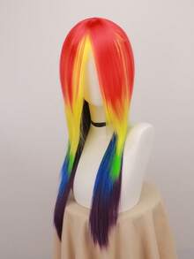 Parrucca lunga e dritta per Ognissanti, parrucca sintetica per donne e uomini, parrucca multicolore per cosplay, parrucca da anime per costumi di Ognissanti e feste di Natale