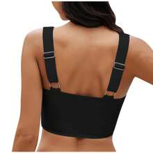 Summer Beach Solid Color Twisted Hollow Out Bikini Top