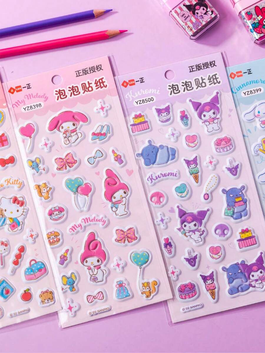 1件正版授權的X X Melody Hello Parcha防水氣泡貼紙組，適用於女孩，非常適合DIY筆記本，筆記型電腦，手機，日記，等等。可愛的卡通日式貼紙 - 彩色 - 查看 1