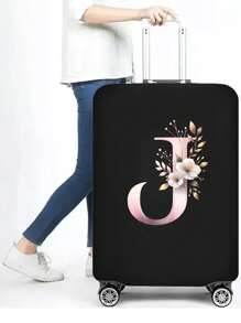 1 PC Letter Printed Suitcase Cover, Strong Elastic Suitcase Cover, Suitcase Protective Cover, Suitcase Dust Cover, Storage Suitcase Cover, Trolley Suitcase Cover Luggage Covers Suitcase Protective Cover For Holiday For Vacation  Travel Essentials Travel Accessories Bag For School School Accessories School Stuff