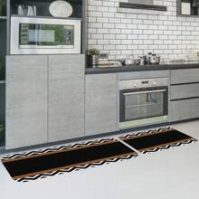 Jogo de Tapetes de Cozinha Decorativo Abstrato Preto - Preto - Visão 2