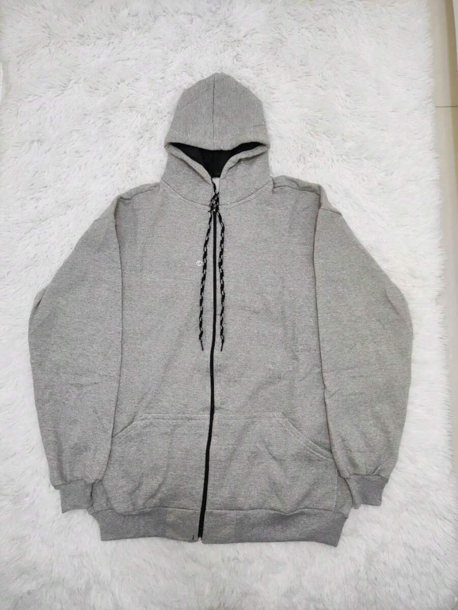 R&S Moletom G1 G2 G3 Men's Flannel Cold Weather Blouse Plus Size Basic Plain With Hood And Zipper Pocket - 淺灰色 - 查看 1