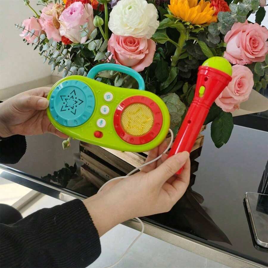 兒童卡拉OK麥克風唱歌機玩具，隨機顏色，是男孩和女孩的完美禮物 - 杏色 - 查看 1