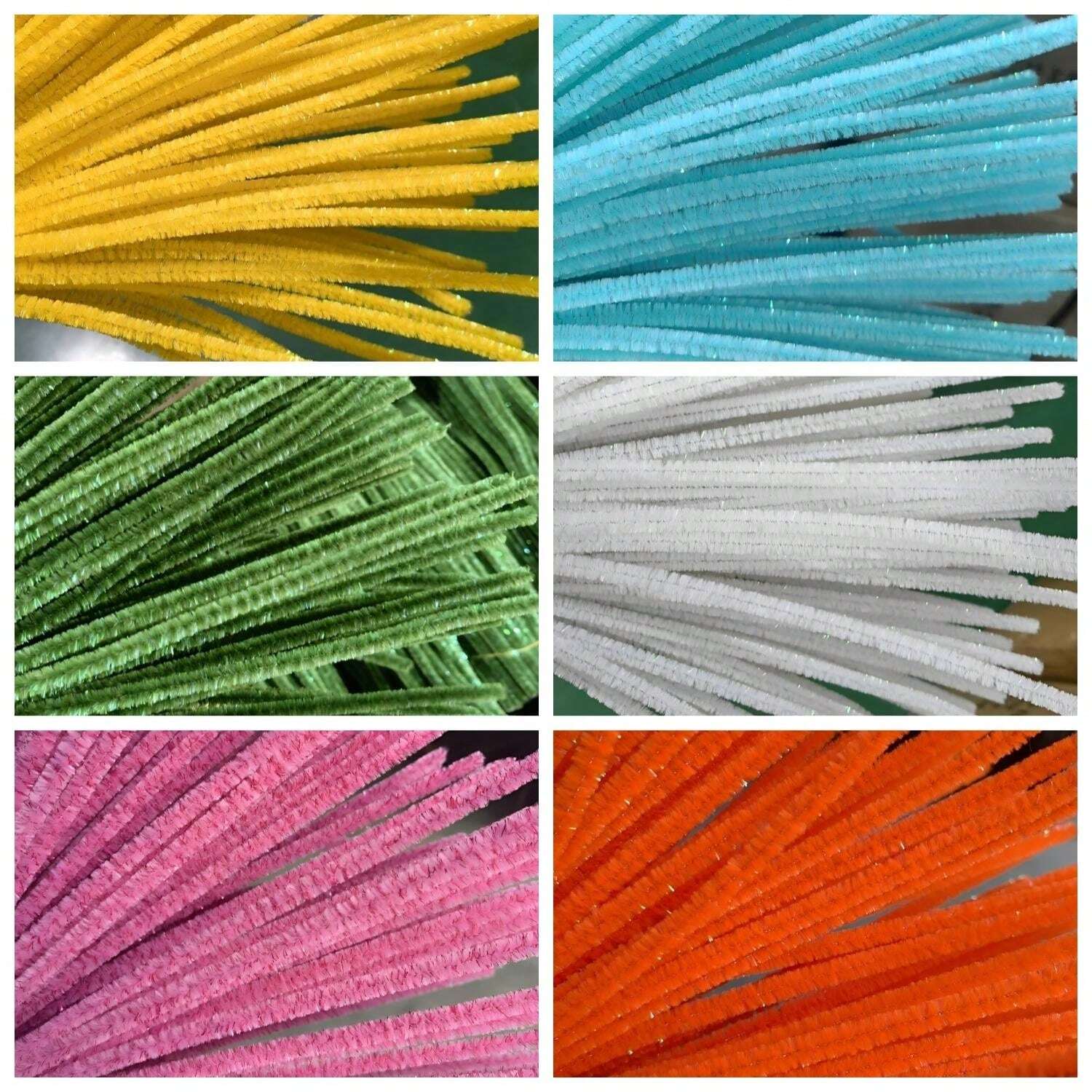 200pcs Glitter Seven Colors Pipe Cleaner, With 5pcs Hot Melt Glue