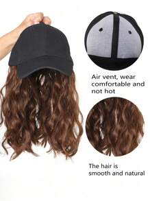 合成長卷曲蓬鬆髮假髮帽，可以自然地與帽子結合，適合女性