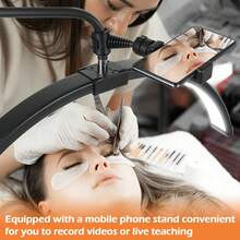 26 Inch Lash Floor Lamp, Adjustable Rotatable Half Moon Floor Lamp, Detachable Design, 3 Color Temperatures, With Mobile Phone Holder - Black - View 6