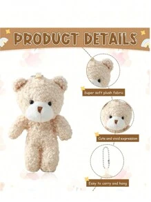 5 件泰迪熊毛绒娃娃 DIY 钥匙扣包包吊坠，适合情人节、毕业派对、生日礼盒、婚礼派对装饰、生日派对 DIY 装饰、包包钥匙扣装饰、圣诞节、儿童派对礼品、儿童礼物、熊泰迪 - 彩色 - 查看 8