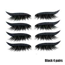 4 Pairs Self-Adhesive Glitter Eyeliner & Eyeshadow Strips, Double Eyelid Fake Lashes, Waterproof Party Eye Makeup Stickers - Multicolor - View 9