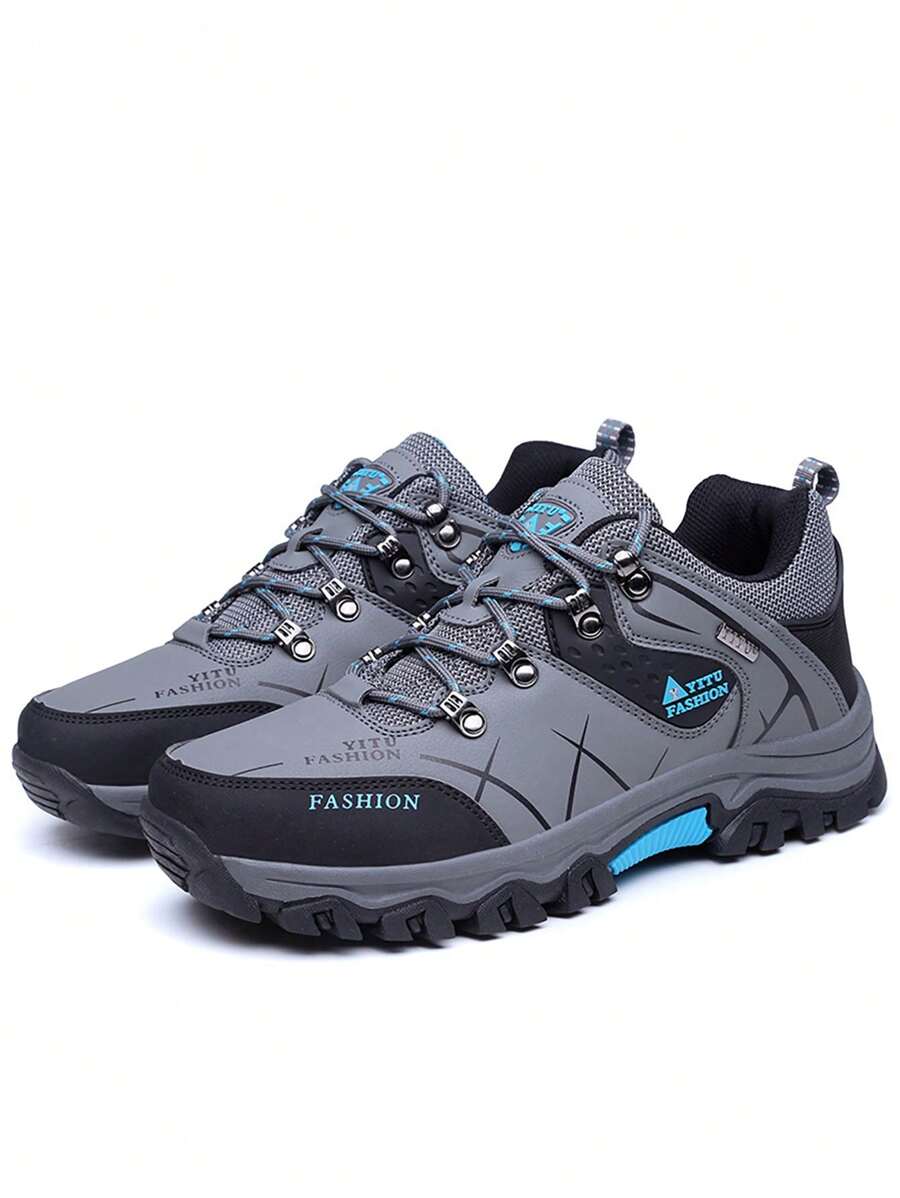 New Pu Leather Sneakers Breathable Men Casual Shoes Comfortable Walking Shoes Non-Slip Outdoors Hiking Shoes Fashion Men's Shoes - Grey - View 1