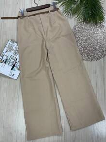 Women Pants - 卡其色 - 查看 2