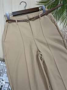 Women Pants - 卡其色 - 查看 3