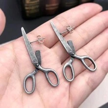 1 Paire De Boucles D'oreilles À La Mode En Forme De Ciseaux Vintage Pour Femmes, Cadeau Unique, Créatif Et Personnalisé Pour Les Festivals