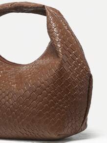 1 件复古简约休闲女式安哥拉绒豹纹波西米亚风钩编镂空海洋贝壳人造皮革单肩腋下法棍包，适合街头、约会、通勤 - 紫紅色 - 查看 3