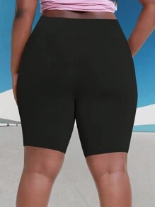 Quần short đạp xe nhẹ dành cho nữ cỡ lớn, quần short thể thao chạy bộ cạp cao co giãn ôm sát bụng có túi, quần boxer thoải mái. - màu đen - Xem 6