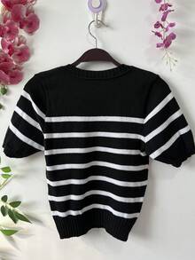 Striped Modal Blouse - 黑色 - 查看 3